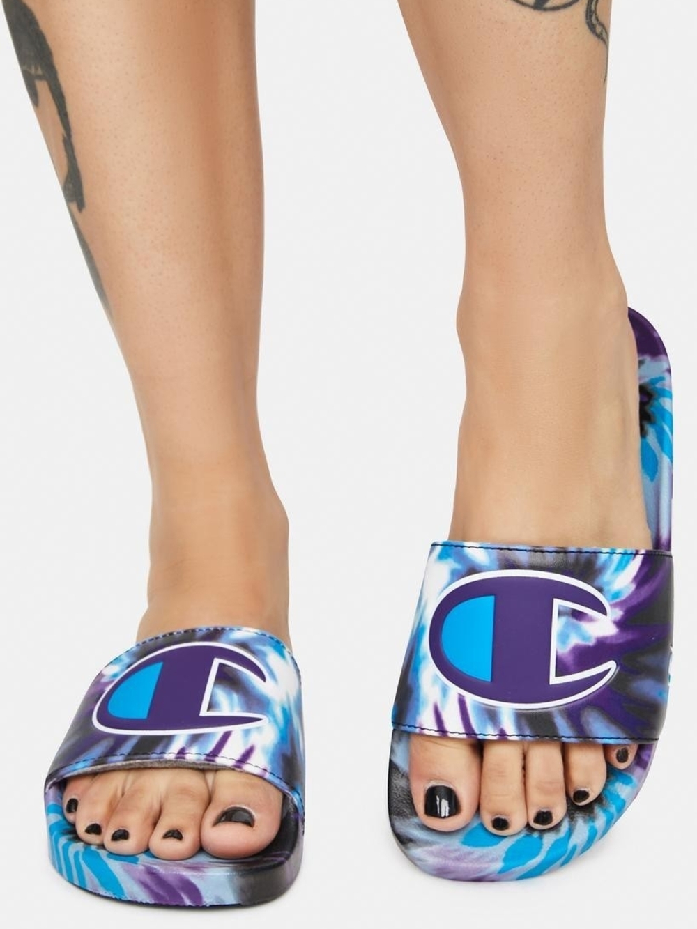 Champion Women's Blue & Purple Tie-Dye Slide Sandals